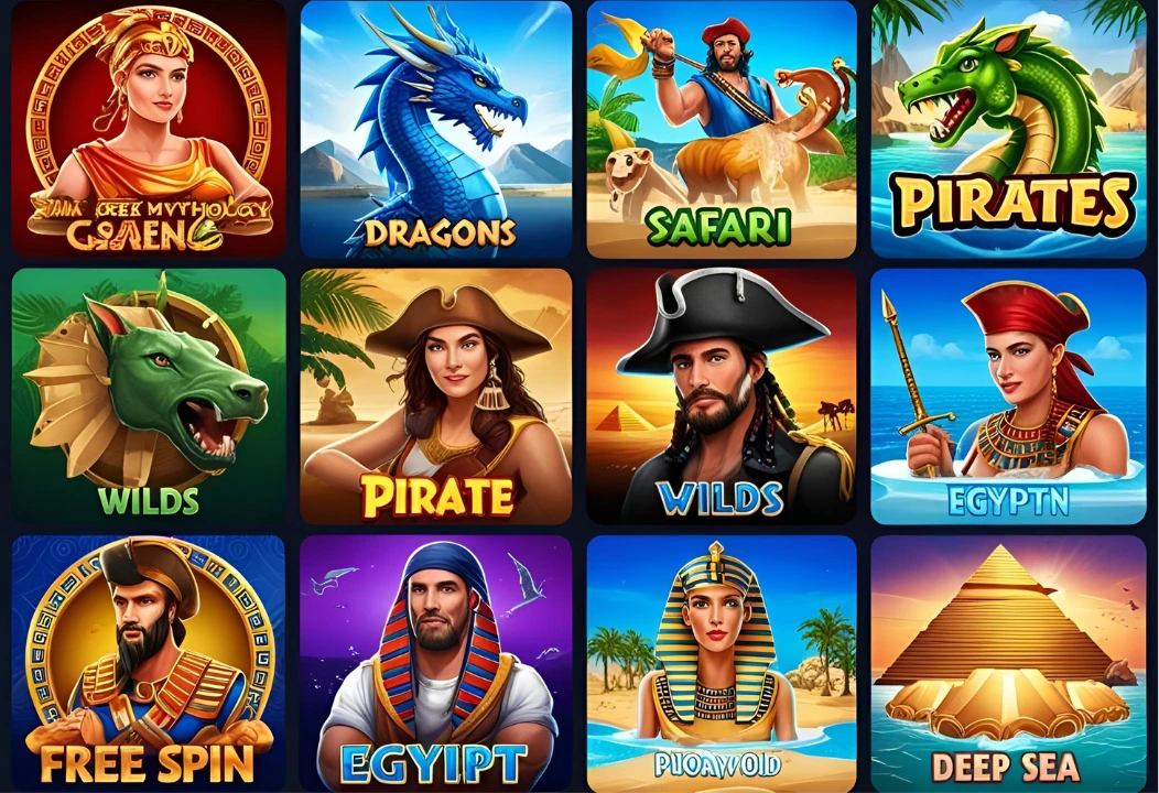 Rekomendasi game slot di Surga Group, dengan berbagai tema menarik dan fitur bonus seperti wilds dan free spins.